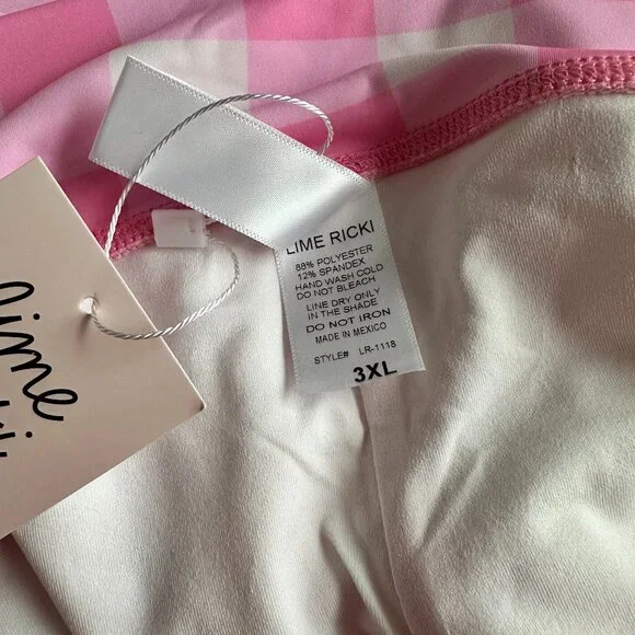 NWT Lime Ricki Pink Gingham Swimsuit 3X - Picture 6 of 11